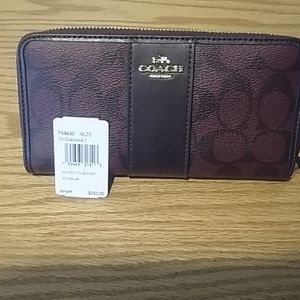Accordion leather zip wallet burgundy/Black
